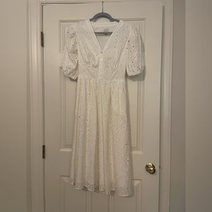 White Eyelet Lined Mini Dress size XS